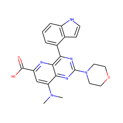 CN(C)c1cc(C(=O)O)nc2c(-c3cccc4[nH]ccc34)nc(N3CCOCC3)nc12 ZINC000143030702