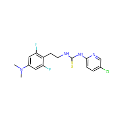 CN(C)c1cc(F)c(CCNC(=S)Nc2ccc(Cl)cn2)c(F)c1 ZINC000013759879