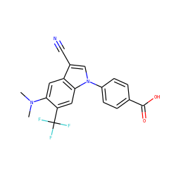 CN(C)c1cc2c(C#N)cn(-c3ccc(C(=O)O)cc3)c2cc1C(F)(F)F ZINC000202400027