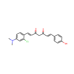 CN(C)c1ccc(/C=C/C(=O)CC(=O)/C=C/c2ccc(O)cc2)c(Cl)c1 ZINC000116762201