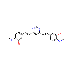 CN(C)c1ccc(/C=C/c2cc(/C=C/c3ccc(N(C)C)c(O)c3)ncn2)cc1O ZINC000084689462