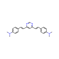 CN(C)c1ccc(/C=C/c2cc(/C=C/c3ccc(N(C)C)cc3)ncn2)cc1 ZINC000095578611