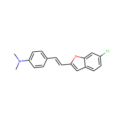 CN(C)c1ccc(/C=C/c2cc3ccc(Cl)cc3o2)cc1 ZINC000040422451