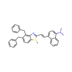 CN(C)c1ccc(/C=C/c2nc3c(Cc4ccccc4)c(Cc4ccccc4)ccc3[s+]2C)c2ccccc12 ZINC000082151405
