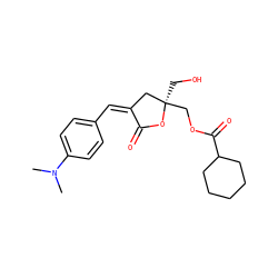 CN(C)c1ccc(/C=C2/C[C@@](CO)(COC(=O)C3CCCCC3)OC2=O)cc1 ZINC000040846296