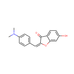 CN(C)c1ccc(/C=C2/Oc3cc(O)ccc3C2=O)cc1 ZINC000001448222