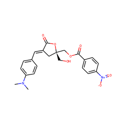 CN(C)c1ccc(/C=C2\C[C@@](CO)(COC(=O)c3ccc([N+](=O)[O-])cc3)OC2=O)cc1 ZINC000040392325