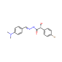 CN(C)c1ccc(/C=N/NC(=O)[C@H](O)c2ccc(Br)cc2)cc1 ZINC000001021106