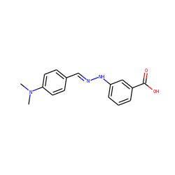 CN(C)c1ccc(/C=N/Nc2cccc(C(=O)O)c2)cc1 ZINC000003898182