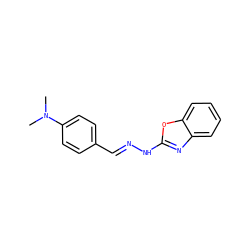 CN(C)c1ccc(/C=N/Nc2nc3ccccc3o2)cc1 ZINC000003909472