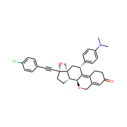 CN(C)c1ccc([C@H]2C[C@@]3(C)[C@@H](CC[C@@]3(O)C#Cc3ccc(Cl)cc3)[C@@H]3OCC4=CC(=O)CCC4=C32)cc1 ZINC000028818194