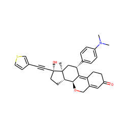 CN(C)c1ccc([C@H]2C[C@@]3(C)[C@@H](CC[C@@]3(O)C#Cc3ccsc3)[C@@H]3OCC4=CC(=O)CCC4=C32)cc1 ZINC000028818261
