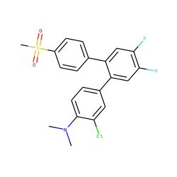 CN(C)c1ccc(-c2cc(F)c(F)cc2-c2ccc(S(C)(=O)=O)cc2)cc1Cl ZINC000003814670
