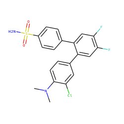 CN(C)c1ccc(-c2cc(F)c(F)cc2-c2ccc(S(N)(=O)=O)cc2)cc1Cl ZINC000003814680