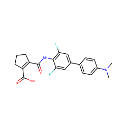 CN(C)c1ccc(-c2cc(F)c(NC(=O)C3=C(C(=O)O)CCC3)c(F)c2)cc1 ZINC000013534083