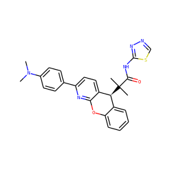 CN(C)c1ccc(-c2ccc3c(n2)Oc2ccccc2[C@@H]3C(C)(C)C(=O)Nc2nncs2)cc1 ZINC000073140037