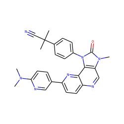 CN(C)c1ccc(-c2ccc3ncc4c(c3n2)n(-c2ccc(C(C)(C)C#N)cc2)c(=O)n4C)cn1 ZINC000118533377