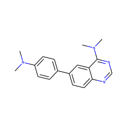 CN(C)c1ccc(-c2ccc3ncnc(N(C)C)c3c2)cc1 ZINC000004258403