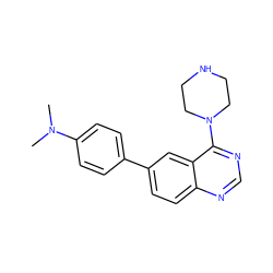 CN(C)c1ccc(-c2ccc3ncnc(N4CCNCC4)c3c2)cc1 ZINC000004258469