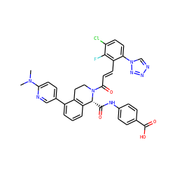 CN(C)c1ccc(-c2cccc3c2CCN(C(=O)/C=C/c2c(-n4cnnn4)ccc(Cl)c2F)[C@@H]3C(=O)Nc2ccc(C(=O)O)cc2)cn1 ZINC000473220772