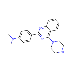 CN(C)c1ccc(-c2nc(N3CCNCC3)c3ccccc3n2)cc1 ZINC000004258550