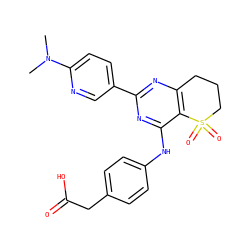 CN(C)c1ccc(-c2nc3c(c(Nc4ccc(CC(=O)O)cc4)n2)S(=O)(=O)CCC3)cn1 ZINC000103259180