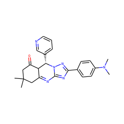CN(C)c1ccc(-c2nc3n(n2)[C@@H](c2cccnc2)C2C(=O)CC(C)(C)CC2=N3)cc1 ZINC000102577093