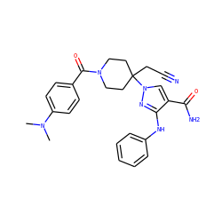 CN(C)c1ccc(C(=O)N2CCC(CC#N)(n3cc(C(N)=O)c(Nc4ccccc4)n3)CC2)cc1 ZINC000222086718
