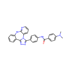 CN(C)c1ccc(C(=O)Nc2ccc(-c3nnc4n3-c3cccnc3Nc3ccccc3-4)cc2)cc1 ZINC000142109161