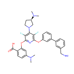 CN(C)c1ccc(C(=O)O)c(Oc2nc(Oc3cccc(-c4cccc(CN)c4)c3)c(F)c(N3CC[C@@H](N(C)C)C3)c2F)c1 ZINC000039300630