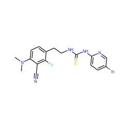 CN(C)c1ccc(CCNC(=S)Nc2ccc(Br)cn2)c(F)c1C#N ZINC000013759880