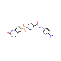 CN(C)c1ccc(CNC(=O)C2CCN(S(=O)(=O)c3ccc4c(c3)CCCC(=O)N4)CC2)cc1 ZINC000015936501