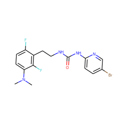 CN(C)c1ccc(F)c(CCNC(=O)Nc2ccc(Br)cn2)c1F ZINC000005848911