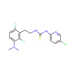 CN(C)c1ccc(F)c(CCNC(=S)Nc2ccc(Cl)cn2)c1F ZINC000013759855