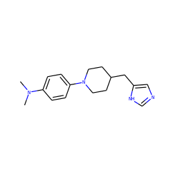 CN(C)c1ccc(N2CCC(Cc3cnc[nH]3)CC2)cc1 ZINC000053276670