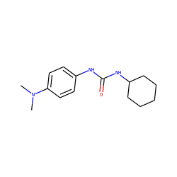 CN(C)c1ccc(NC(=O)NC2CCCCC2)cc1 ZINC000000375760