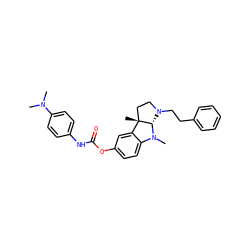CN(C)c1ccc(NC(=O)Oc2ccc3c(c2)[C@]2(C)CCN(CCc4ccccc4)[C@@H]2N3C)cc1 ZINC000084523592