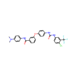 CN(C)c1ccc(NC(=O)c2cccc(Oc3ccc(NC(=O)Nc4ccc(Cl)c(C(F)(F)F)c4)cc3)c2)cc1 ZINC000027879739