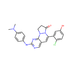CN(C)c1ccc(Nc2ncc3c(n2)N2CCC(=O)N2C(c2cc(O)ccc2Cl)=C3)cc1 ZINC000053274904