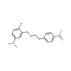 CN(C)c1ccc(O)c(CNCCc2ccc([N+](=O)[O-])cc2)c1 ZINC000028387361