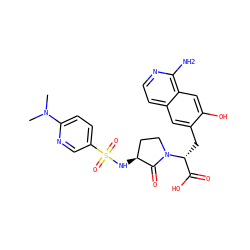 CN(C)c1ccc(S(=O)(=O)N[C@H]2CCN([C@H](Cc3cc4ccnc(N)c4cc3O)C(=O)O)C2=O)cn1 ZINC000142556895