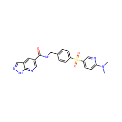 CN(C)c1ccc(S(=O)(=O)c2ccc(CNC(=O)c3cnc4[nH]ncc4c3)cc2)cn1 ZINC000145244975