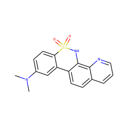 CN(C)c1ccc2c(c1)-c1ccc3cccnc3c1NS2(=O)=O ZINC000205637190