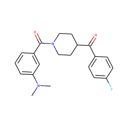 CN(C)c1cccc(C(=O)N2CCC(C(=O)c3ccc(F)cc3)CC2)c1 ZINC000049802805
