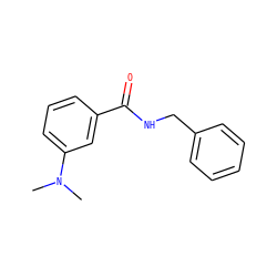 CN(C)c1cccc(C(=O)NCc2ccccc2)c1 ZINC000003447117