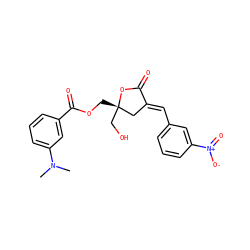 CN(C)c1cccc(C(=O)OC[C@]2(CO)C/C(=C\c3cccc([N+](=O)[O-])c3)C(=O)O2)c1 ZINC000040893860