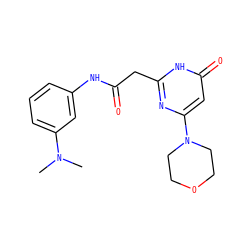 CN(C)c1cccc(NC(=O)Cc2nc(N3CCOCC3)cc(=O)[nH]2)c1 ZINC000115071080