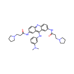 CN(C)c1cccc(Nc2c3cc(NC(=O)CCN4CCCC4)ccc3nc3ccc(NC(=O)CCN4CCCC4)cc23)c1 ZINC000027518086