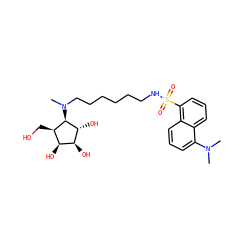 CN(C)c1cccc2c(S(=O)(=O)NCCCCCCN(C)[C@H]3[C@H](O)[C@@H](O)[C@@H](O)[C@H]3CO)cccc12 ZINC001772602796