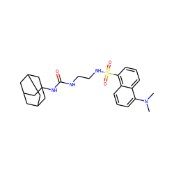 CN(C)c1cccc2c(S(=O)(=O)NCCNC(=O)NC34CC5CC(CC(C5)C3)C4)cccc12 ZINC000036330767